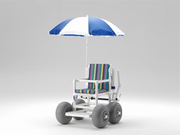 Strandkørestol  - eksempel fra produktgruppen manuelle hjælpermanøvrerede kørestole til strand og terræn