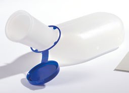 Urinkolbe standard med blåt klemlåg