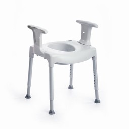 Etac Swift fritstående toiletforhøjer  - eksempel fra produktgruppen toiletforhøjere monteret på et fritstående stativ