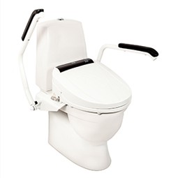 Armlæn til CareBidets  - eksempel fra produktgruppen toiletarmstøtter monteret på toilettet