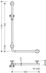 HEWI L-formet bruse-stang/greb (950-serien)
