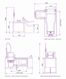 Ezion - Hæve/sænke badekar med stol lift inkl. underbensløft