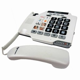 Geemarc fastnettelefon med fototaster til hurtigkald  - eksempel fra produktgruppen stationære fastnettelefoner