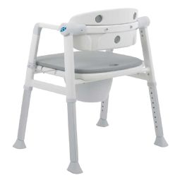 Multifunktionel toiletstol med toiletspand - klik for at se billedet i fuld størrelse - åbner i nyt vindue Multifunktionel toiletstol med toiletspand