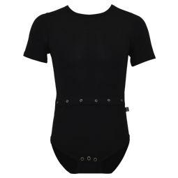 Bodystocking med korte ærmer og sondeåbning