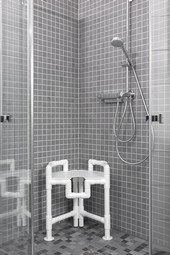 Shower chair for use in corner