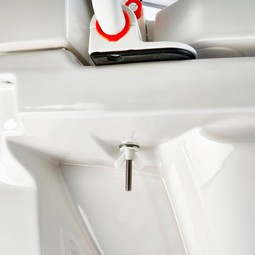 Etac Hi-Loo fixed raised toilet seat with armrests, angled