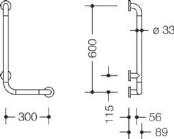 HEWI L-shaped support rail (801-series)