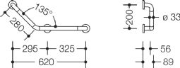 HEWI L-shaped support rail - 135 degrees (801-series) - click to see picture in full size - opens new window HEWI L-shaped support rail - 135 degrees (801-series)
