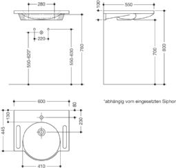 HEWI Washbasin, small (950-series)