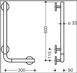 HEWI L-shaped support rail (950-series)