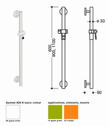 HEWI Shower head holder - 900mm (950-series)