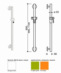 HEWI Shower head holder - 1100mm (950-series)