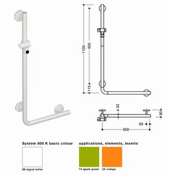 HEWI L-shaped shower head holder (950-series)