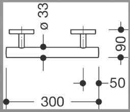 HEWI Support rail - 300 mm (950-seris)