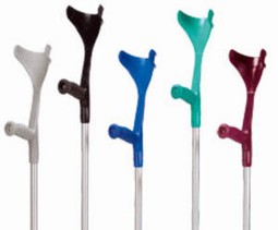 Forearm crutch with soft handle.