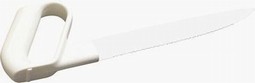 Bread knife, angled and serrated