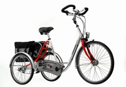 City bike with three wheels  - example from the product group tricycles for one cycling person, two rear wheels