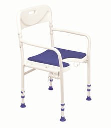 Shower chair with arm- and backrest, foldable