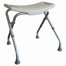 Foldable shower chair with support handles, no backrest