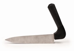 Meat knife with ergonomic handle, blade in stainless steel
