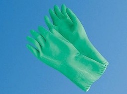 Rubber gloves for compression stockings