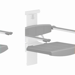 Shower seat for horizontal track, backrest and armrest,height/sideways