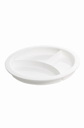 Plates divided by 3 rooms, white and high edge