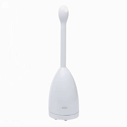 Toilet brush with flexible head and holder