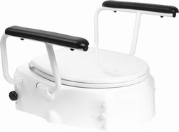 Toiletraiser with armrests, adjustable hight  - example from the product group raised toilet seats fixed to toilet, with arm supports