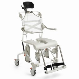 Etac Swift Mobil Tilt-2 toilet- and bathing chair with tilt-in-space  - example from the product group commode shower chairs with wheels and tilt, no electrical functions