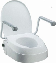 Height adjustable raised toilet seat  - example from the product group raised toilet seats fixed to toilet, with arm supports