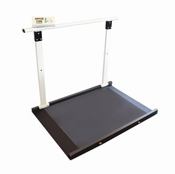 Wheelchair scale w/folding handrail