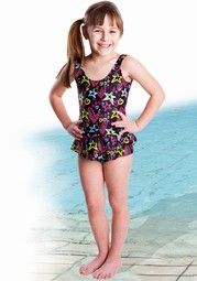 Incontinence patterned swimsuit for girls
