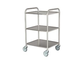 Stainless table trolley w/shelves and bead edge