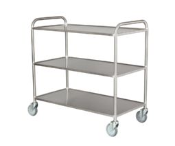 Stainless table trolley w/shelves and bead edge