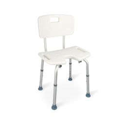 Basic badebænk med håndtag, ryglæn og hygiejneudskæring  - example from the product group shower stools with optional back support