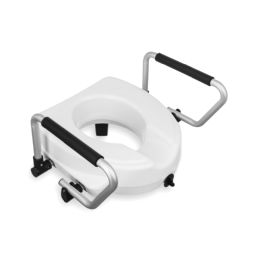 Toilet seat raiser with foldable armrests