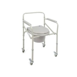 Basic folding commode chair with wheels  - example from the product group commode shower chairs with castors, non-electrical height adjustable