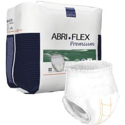 Bukseble, ABENA Abri-Flex, M2, Premium, hvid, blå farvekode  - example from the product group single-use protective underwear for adults, heavy urinary incontinence