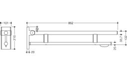 HEWI Duo hinged support rai w/toilet roll holder - click to see picture in full size - opens new window HEWI Duo hinged support rai w/toilet roll holder