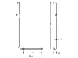 L-shaped support rail with magnetic shower head holder