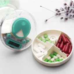 Countdown pill box with audio alarm