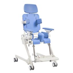 R82 Flamingo Curo toileting and bathing chair on High-Low Frame