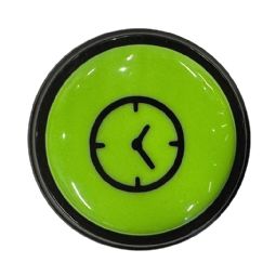 Danish talking desk clock with a large button