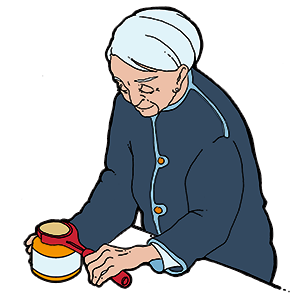 Woman opening a jar with a lid opener